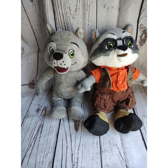 Great Wolf Lodge Wiley The Wolf And Oliver Raccoon Stuffed Animal Plush Dolls - Picture 1 of 15